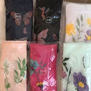 Floral and Butterfly Patterned Socks Set